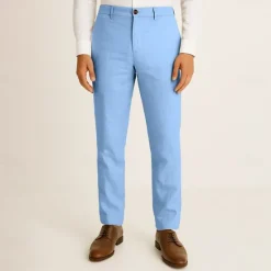 Outlet OUKU Men's 100% Linen Pants Solid Color Breathable Full Length Formal Wedding Outdoor Elegant Vacation Navy Blue Beige Micro-elastic