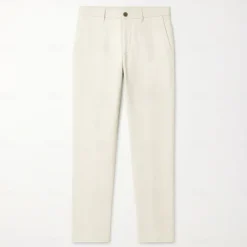 Outlet OUKU Men's 100% Linen Pants Solid Color Breathable Full Length Formal Wedding Outdoor Elegant Vacation Navy Blue Beige Micro-elastic