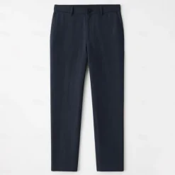Outlet OUKU Men's 100% Linen Pants Solid Color Breathable Full Length Formal Wedding Outdoor Elegant Vacation Navy Blue Beige Micro-elastic