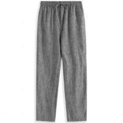 Discount OUKU Men's 100% Linen Pants Trousers Casual Pants Drawstring Elastic Waist Straight Leg Plain Comfort Breathable Casual Daily Holiday Fashion Classic Style Dark Gray