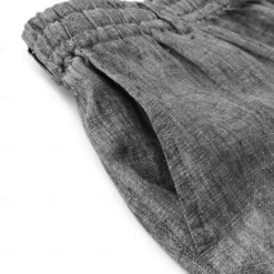 Discount OUKU Men's 100% Linen Pants Trousers Casual Pants Drawstring Elastic Waist Straight Leg Plain Comfort Breathable Casual Daily Holiday Fashion Classic Style Dark Gray