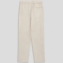 Discount OUKU Men's 100% Linen Pants Trousers Drawstring Elastic Waist Straight Leg Plain Comfort Breathable Casual Daily Holiday Fashion Classic Style Beige