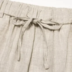 Discount OUKU Men's 100% Linen Pants Trousers Drawstring Elastic Waist Straight Leg Plain Comfort Breathable Casual Daily Holiday Fashion Classic Style Beige