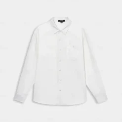 Hot OUKU Men's 100% Linen Shirt Button Up Shirt Beach Shirt Long Sleeve Plain Lapel Spring & Fall Daily Vacation Clothing Apparel White