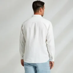 OUKU Men's 100% Linen Shirt Long Sleeve Solid Color Turndown Summer Outdoor Office / Career Clothing Apparel Button White
