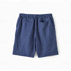 OUKU Men's 100% Linen Shorts Linen Shorts Beach Shorts Tie Front Elastic Waist Plain Breathability Comfortable Short Daily Beach Vacation Casual Beige