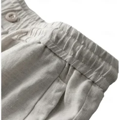 Discount OUKU Men's 100% Linen Shorts Solid Color Knee Length Outdoor Casual Daily Vacation Ethnic Style Denim Blue Light Khaki Inelastic