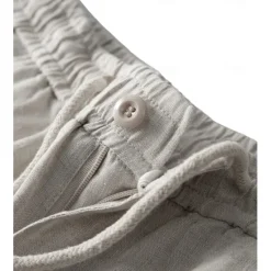 Discount OUKU Men's 100% Linen Shorts Solid Color Knee Length Outdoor Casual Daily Vacation Ethnic Style Denim Blue Light Khaki Inelastic