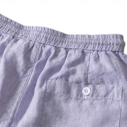 Discount OUKU Men's 100% Linen Shorts Solid Color Knee Length Outdoor Casual Daily Vacation Ethnic Style Denim Blue Light Khaki Inelastic