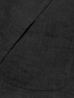 Hot OUKU Men's 100% Linen Suits Linen Blazer Formal Wedding Party Lined Daily Coats / Jackets Spring & Fall Linen Solid Color Button Pocket Comfy Open Front Blazer Navy Blue Black