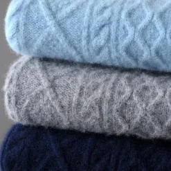 Discount OUKU Men's 100% Merino Wool Sweater Vest Cable Knit V Neck Solid Color V Neck Knitwear Elegant School Formal Clothing Apparel Spring Fall Navy Blue Light Grey S M L