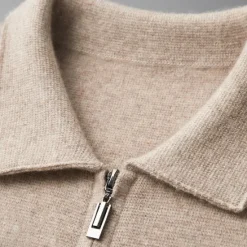 Discount OUKU Men's 100% Merino Wool Zip Sweater Knit Zipper Solid Color Peter Pan Collar Knitwear Elegant Training Christmas Clothing Apparel Fall Winter Army Green Black S M L