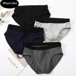 Discount OUKU Men's 3 Pack Briefs 95% Cotton Breathable Soft Plain Mid Waist Black Red