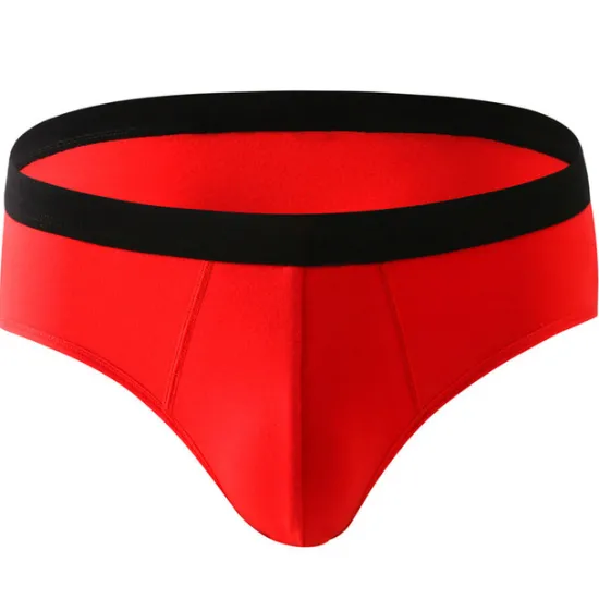 Discount OUKU Men's 3 Pack Briefs 95% Cotton Breathable Soft Plain Mid Waist Black Red