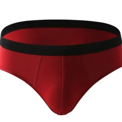 Discount OUKU Men's 3 Pack Briefs 95% Cotton Breathable Soft Plain Mid Waist Black Red