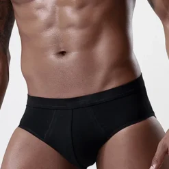 Discount OUKU Men's 3 Pack Briefs 95% Cotton Breathable Soft Plain Mid Waist Black Red