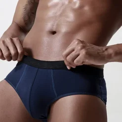 Discount OUKU Men's 3 Pack Briefs 95% Cotton Breathable Soft Plain Mid Waist Black Red