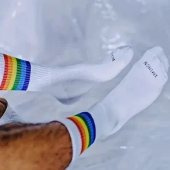 Online OUKU Men's 5 Pack Multi Packs Socks Crew Socks Running Socks Casual Socks White Red Color Rainbow Sports & Outdoor Daily Vacation Basic Medium Spring Fall Fashion Casual