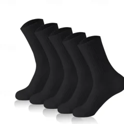 Hot OUKU Men's 5 Pack Multi Packs Socks Crew Socks Running Socks Casual Socks Black White Color Plain Sports & Outdoor Casual Daily Basic Medium Spring Fall Fashion