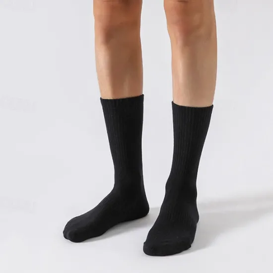 Hot OUKU Men's 5 Pack Multi Packs Socks Crew Socks Running Socks Casual Socks Black White Color Plain Sports & Outdoor Casual Daily Basic Medium Spring Fall Fashion