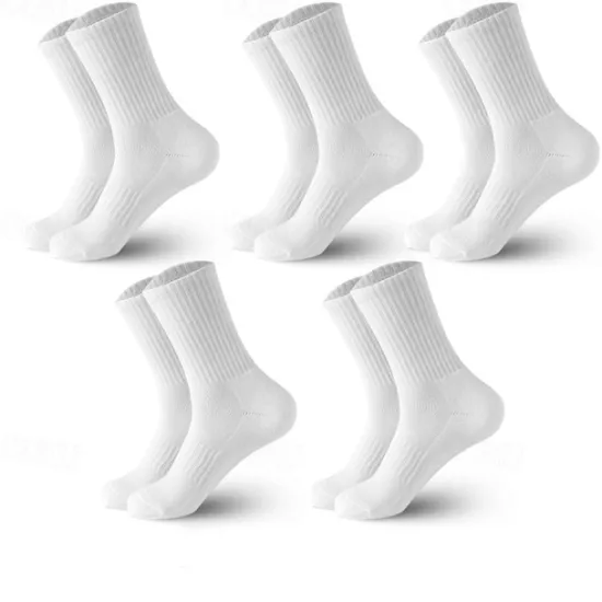 Hot OUKU Men's 5 Pack Multi Packs Socks Crew Socks Running Socks Casual Socks Black White Color Plain Sports & Outdoor Casual Daily Basic Medium Spring Fall Fashion