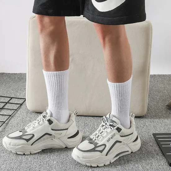Hot OUKU Men's 5 Pack Multi Packs Socks Crew Socks Running Socks Casual Socks Black White Color Plain Sports & Outdoor Casual Daily Basic Medium Spring Fall Fashion