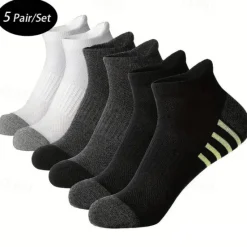 Clearance OUKU Men's 5 Pack Multi Packs Socks Ankle Socks Low Cut Socks Running Socks Casual Socks Black White Color Color Block Sports & Outdoor Daily Vacation Basic Medium Summer Spring Fashion Casual