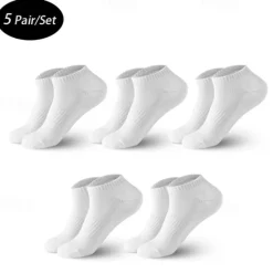 Sale OUKU Men's 5 Pack Multi Packs Socks Crew Socks Running Socks Casual Socks No Show Socks Hosiery Black White Color Plain Sports & Outdoor Casual Daily Basic Medium Spring Fall Fashion