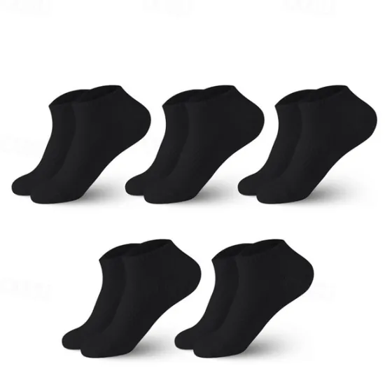 Sale OUKU Men's 5 Pack Multi Packs Socks Crew Socks Running Socks Casual Socks No Show Socks Hosiery Black White Color Plain Sports & Outdoor Casual Daily Basic Medium Spring Fall Fashion
