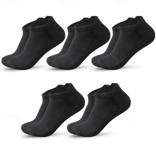 Hot OUKU Men's 5 Pack Multi Packs Socks Ankle Socks Low Cut Socks Running Socks Casual Socks Black White Color Plain Sports & Outdoor Daily Vacation Basic Medium Spring Fall Fashion Casual