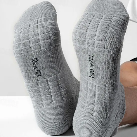 Hot OUKU Men's 5 Pack Multi Packs Socks Ankle Socks Low Cut Socks Running Socks Casual Socks Black White Color Plain Sports & Outdoor Daily Vacation Basic Medium Spring Fall Fashion Casual