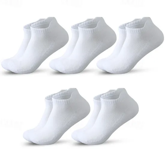 Hot OUKU Men's 5 Pack Multi Packs Socks Ankle Socks Low Cut Socks Running Socks Casual Socks Black White Color Plain Sports & Outdoor Daily Vacation Basic Medium Spring Fall Fashion Casual
