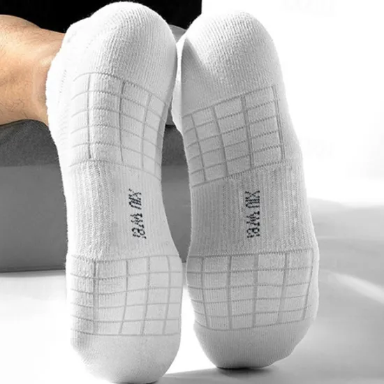 Hot OUKU Men's 5 Pack Multi Packs Socks Ankle Socks Low Cut Socks Running Socks Casual Socks Black White Color Plain Sports & Outdoor Daily Vacation Basic Medium Spring Fall Fashion Casual