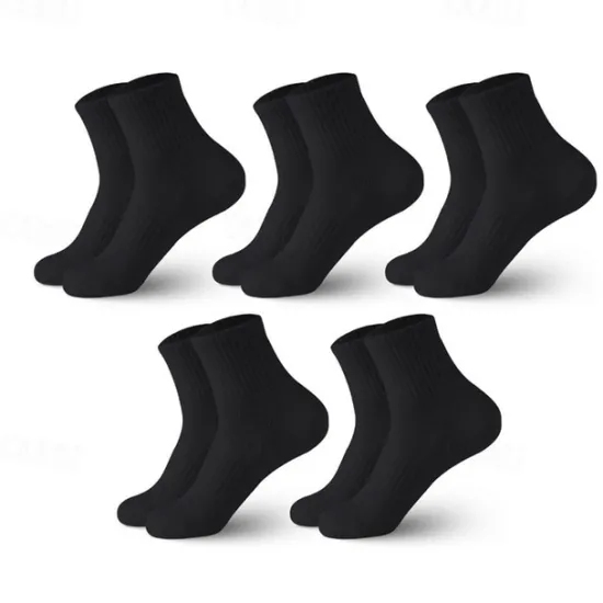 Discount OUKU Men's 5 Pack Multi Packs Socks Ankle Socks Running Socks Casual Socks Black White Color Plain Sports & Outdoor Casual Daily Basic Medium Spring Fall Fashion