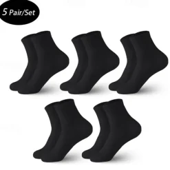 Discount OUKU Men's 5 Pack Multi Packs Socks Ankle Socks Running Socks Casual Socks Black White Color Plain Sports & Outdoor Casual Daily Basic Medium Spring Fall Fashion