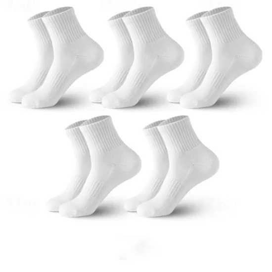 Discount OUKU Men's 5 Pack Multi Packs Socks Ankle Socks Running Socks Casual Socks Black White Color Plain Sports & Outdoor Casual Daily Basic Medium Spring Fall Fashion