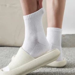 Discount OUKU Men's 5 Pack Multi Packs Socks Ankle Socks Running Socks Casual Socks Black White Color Plain Sports & Outdoor Casual Daily Basic Medium Spring Fall Fashion