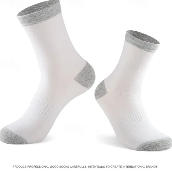 Best OUKU Men's 3 Pack Multi Packs Socks Crew Socks Black White Color Color Block Sports & Outdoor Daily Vacation Basic Medium Spring Fall Fashion Casual