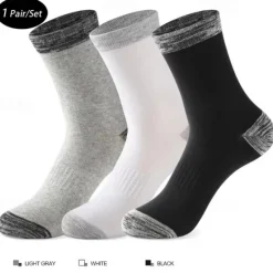 Best OUKU Men's 3 Pack Multi Packs Socks Crew Socks Black White Color Color Block Sports & Outdoor Daily Vacation Basic Medium Spring Fall Fashion Casual