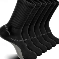Clearance OUKU Men's 6 Pack Multi Packs Socks Crew Socks Black White Color Christmas Pattern Sports & Outdoor Daily Vacation Basic Medium Spring Fall Fashion Casual