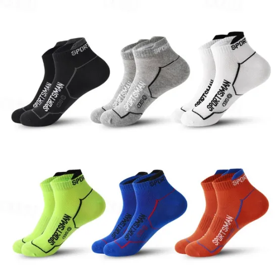 New OUKU Men's 6 Pack Multi Packs Socks Ankle Socks Low Cut Socks Running Socks Casual Socks Black White Color Color Block Sports & Outdoor Casual Daily Basic Medium Spring Fall Fashion