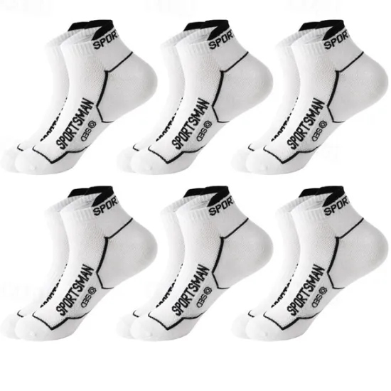 New OUKU Men's 6 Pack Multi Packs Socks Ankle Socks Low Cut Socks Running Socks Casual Socks Black White Color Color Block Sports & Outdoor Casual Daily Basic Medium Spring Fall Fashion