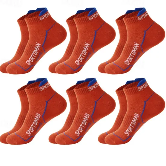 New OUKU Men's 6 Pack Multi Packs Socks Ankle Socks Low Cut Socks Running Socks Casual Socks Black White Color Color Block Sports & Outdoor Casual Daily Basic Medium Spring Fall Fashion