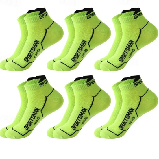 New OUKU Men's 6 Pack Multi Packs Socks Ankle Socks Low Cut Socks Running Socks Casual Socks Black White Color Color Block Sports & Outdoor Casual Daily Basic Medium Spring Fall Fashion