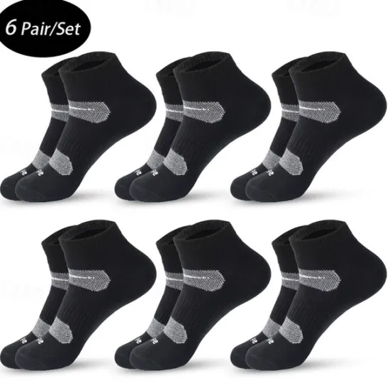 Discount OUKU Men's 6 Pack Multi Packs Socks Ankle Socks Low Cut Socks Running Socks Casual Socks Black White Color Plain Sports & Outdoor Casual Daily Basic Medium Spring Fall Fashion