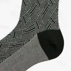Clearance OUKU Men's 1 Pair Socks Color Plaid Plaid Checkered Geometry Formal Wedding Anniversary Thin Spring & Fall Knitwear Elegant Black