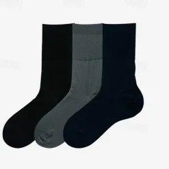 Clearance OUKU Men's 1 Pair Socks Navy Blue Color Plaid Plaid Checkered Geometry Formal Wedding Anniversary Thin Spring & Fall Knitwear Elegant Black