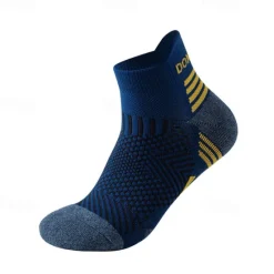 OUKU Men's 1 Pair Socks Crew Socks Anti-slip Socks Running Socks Black Navy Blue Color Stripes Spring, Fall, Winter, Summer