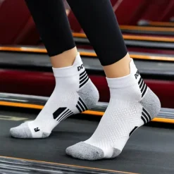 OUKU Men's 1 Pair Socks Crew Socks Anti-slip Socks Running Socks Black Navy Blue Color Stripes Spring, Fall, Winter, Summer