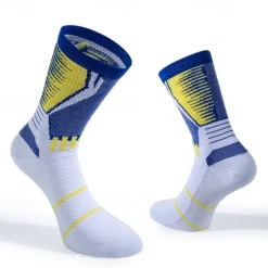 Best OUKU Men's 1 Pair Socks Running Socks Casual Socks Blue Green Color Color Block Sports & Outdoor Daily Vacation Basic Medium Spring Fall Fashion Casual